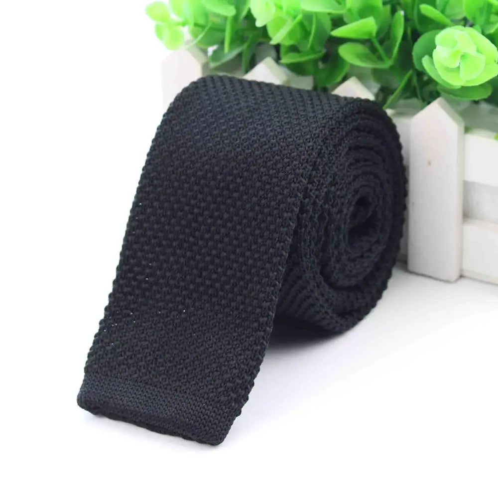 Mode hommes cravate colorée tricot cravates tricotées cravate couleur unie étroit mince maigre tissé plaine Cravate cravates étroites