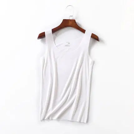 Débardeur sans couture pour femmes, couleur unie, gilet Modal doux, t-shirt sans manches, blanc, sans trace, haute qualité, été, 2022