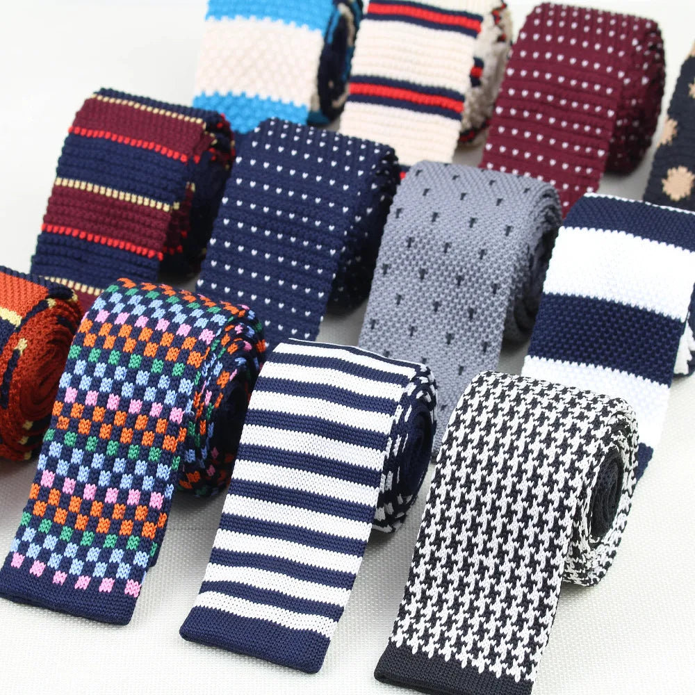 Hommes tricoté loisirs rayé cravate mode maigre étroit mince cou cravates pour hommes maigre tissé concepteur cravate