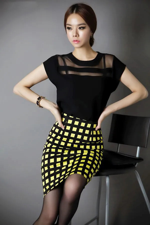 Nouvelles dames noir Tulle Blouses transparentes chemises femmes hauts en mousseline de soie Blouse courte évider Blusas Femininas été