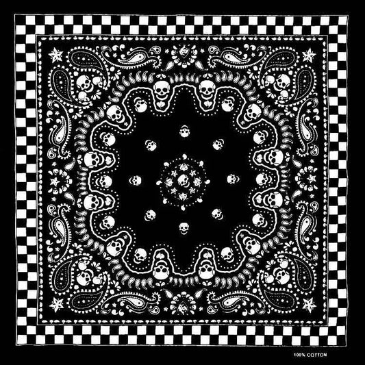 Nouveau Design de mode Hip Hop 100% coton crâne Bandana carré écharpe noir Paisley vélo bandeau pour femmes/hommes/garçons/filles