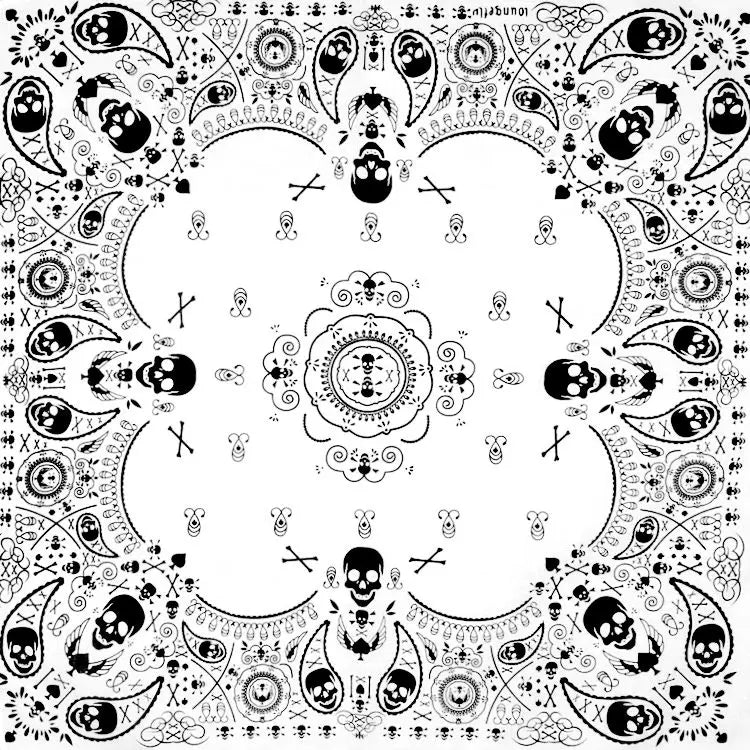 Nouveau Design de mode Hip Hop 100% coton crâne Bandana carré écharpe noir Paisley vélo bandeau pour femmes/hommes/garçons/filles