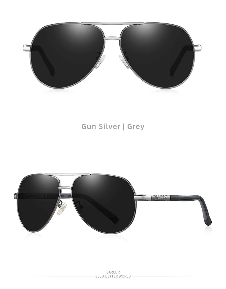 BARCUR Vintage lunettes de soleil en aluminium hommes revêtement polarisé lunettes de soleil classiques femmes ombre mâle accessoires de conduite