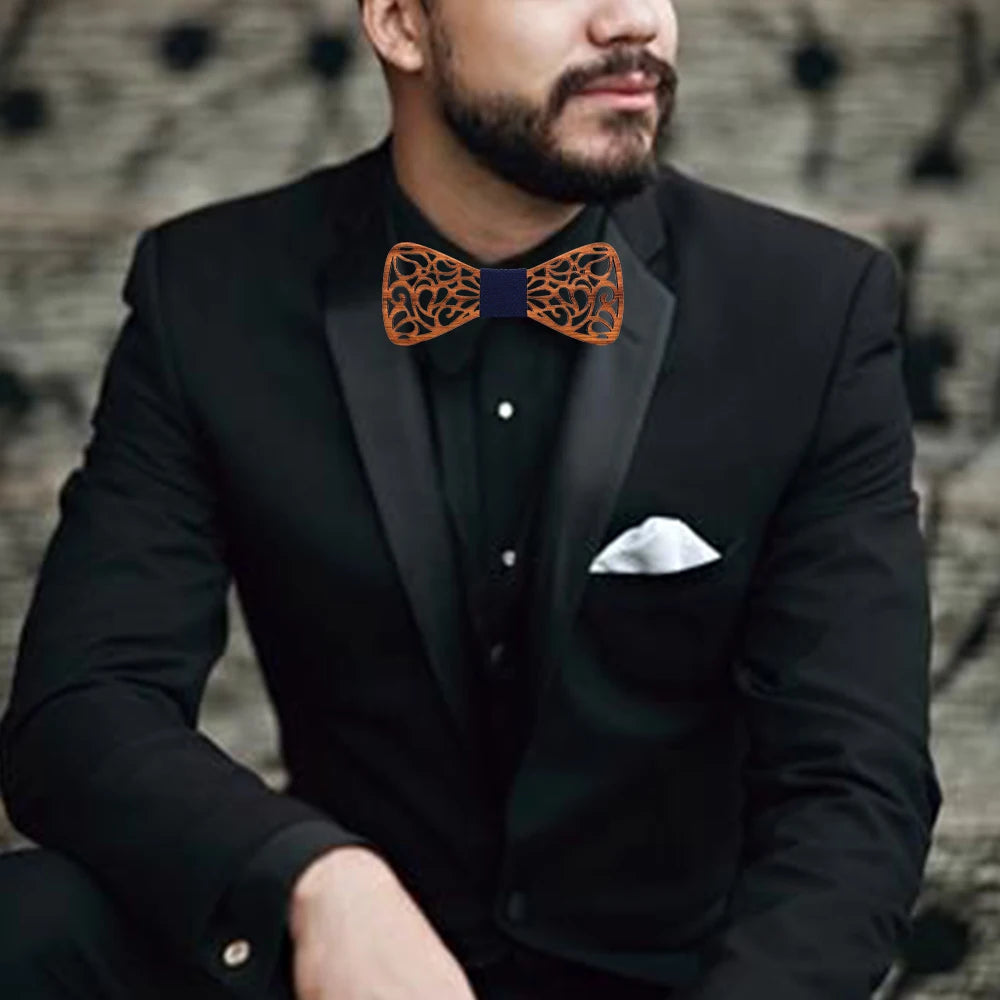 Mahoosive nouveaux nœuds papillon en bois à fleurs pour hommes noeud papillon creux papillons costume de mariage noeud papillon en bois chemise krawatte nœuds papillon cravate mince