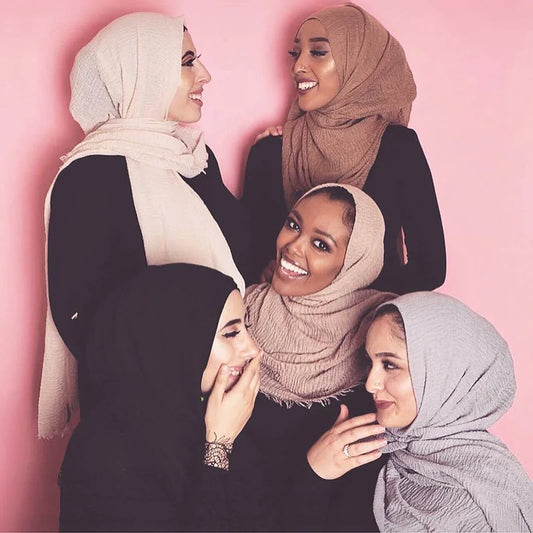 Wholesale Price 70*180cm Women Muslim Crinkle Hijab Scarf Femme Musulman Soft Cotton Headscarf Islamic Hijab Shawls And Wraps