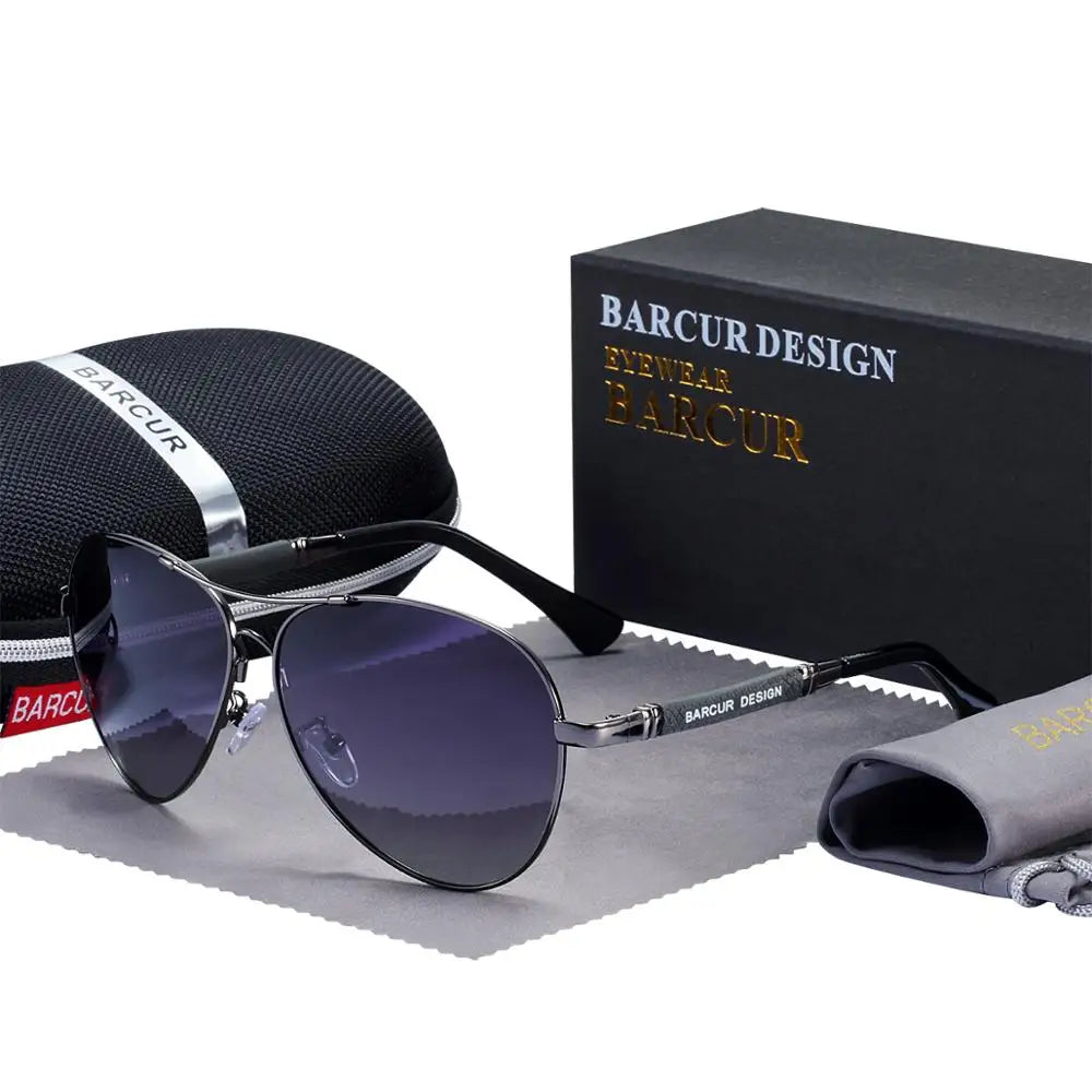 BARCUR Design titane alliage lunettes de soleil polarisées hommes lunettes de soleil femmes pilote dégradé lunettes miroir nuances