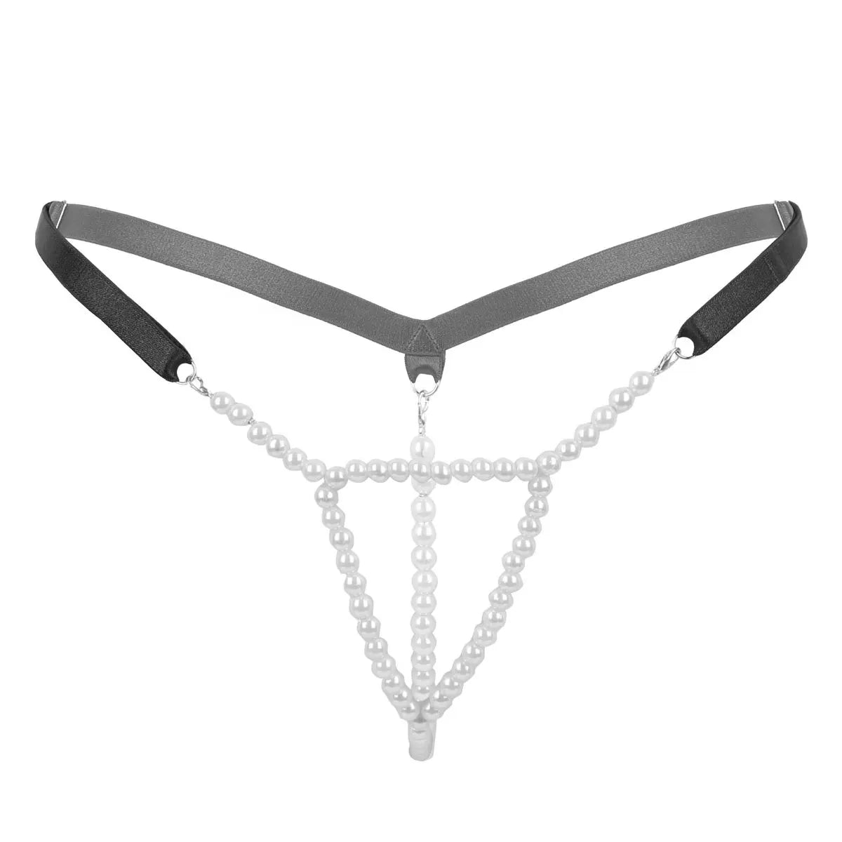 Women Erotic Mini Lingerie Low Rise T-Back Open Butt Stretchy Pearl G-String Thong Briefs Underwear