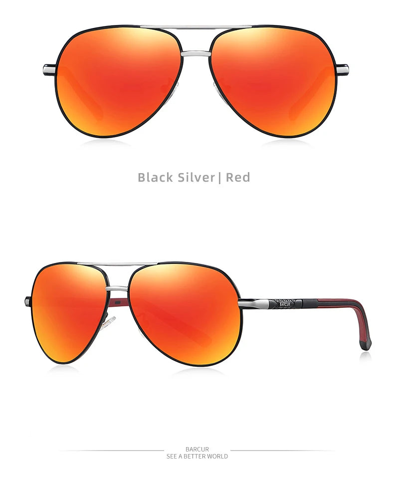 BARCUR Vintage lunettes de soleil en aluminium hommes revêtement polarisé lunettes de soleil classiques femmes ombre mâle accessoires de conduite