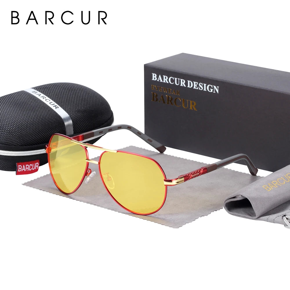 BARCUR Vintage lunettes de soleil en aluminium hommes revêtement polarisé lunettes de soleil classiques femmes ombre mâle accessoires de conduite