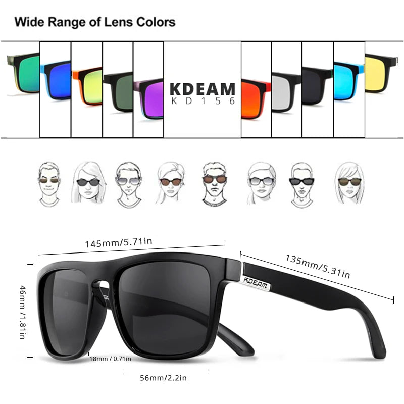 KDEAM-Lunettes de soleil polarisées pour hommes, lunettes de soleil miroir tout adaptées, design classique, boîte de marque CE, mode