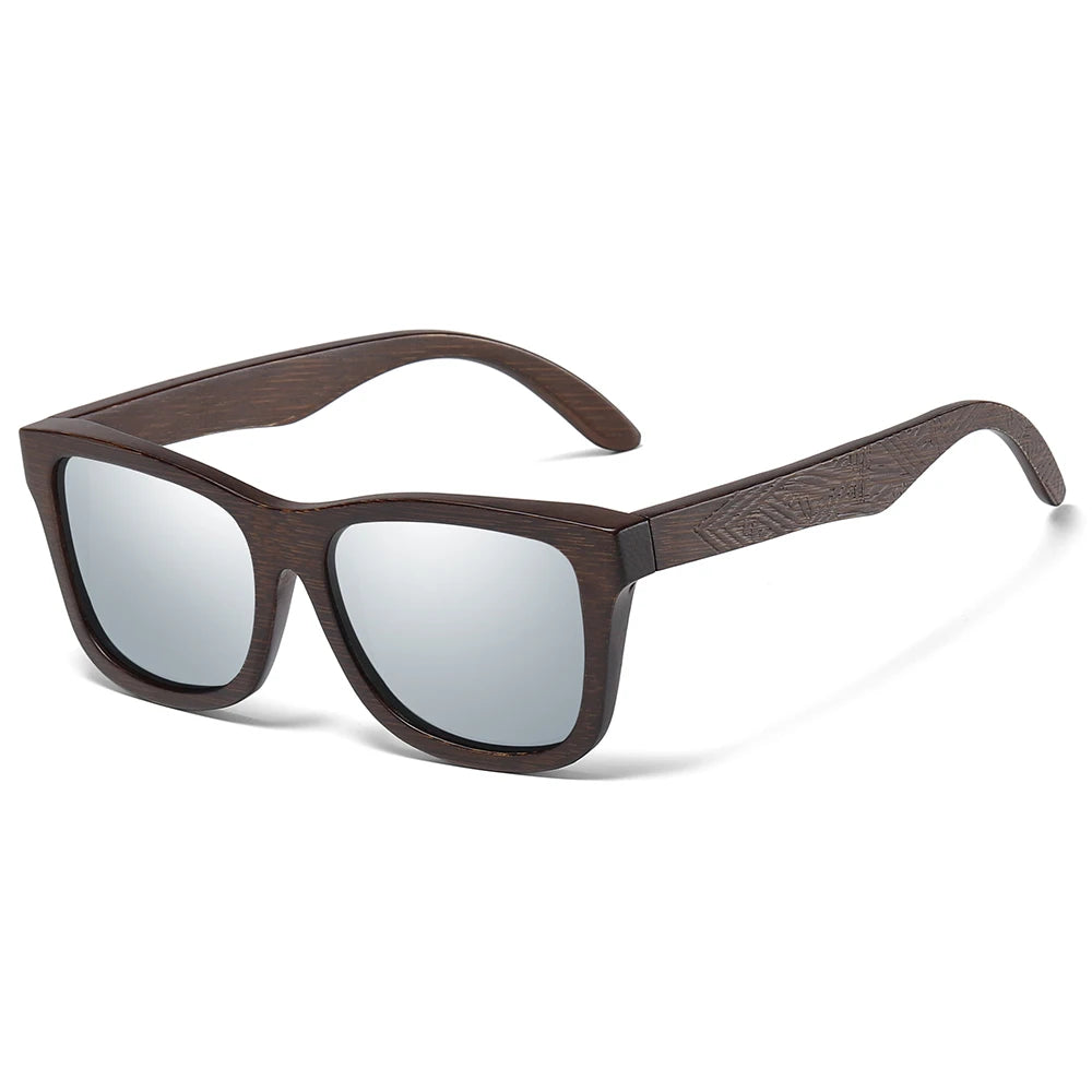 GM lunettes de soleil en bois de bambou naturel lunettes polarisées faites à la main lentilles de revêtement miroir lunettes avec boîte-cadeau