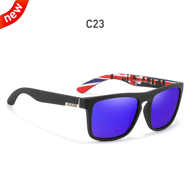 KDEAM-Lunettes de soleil polarisées pour hommes, lunettes de soleil miroir tout adaptées, design classique, boîte de marque CE, mode