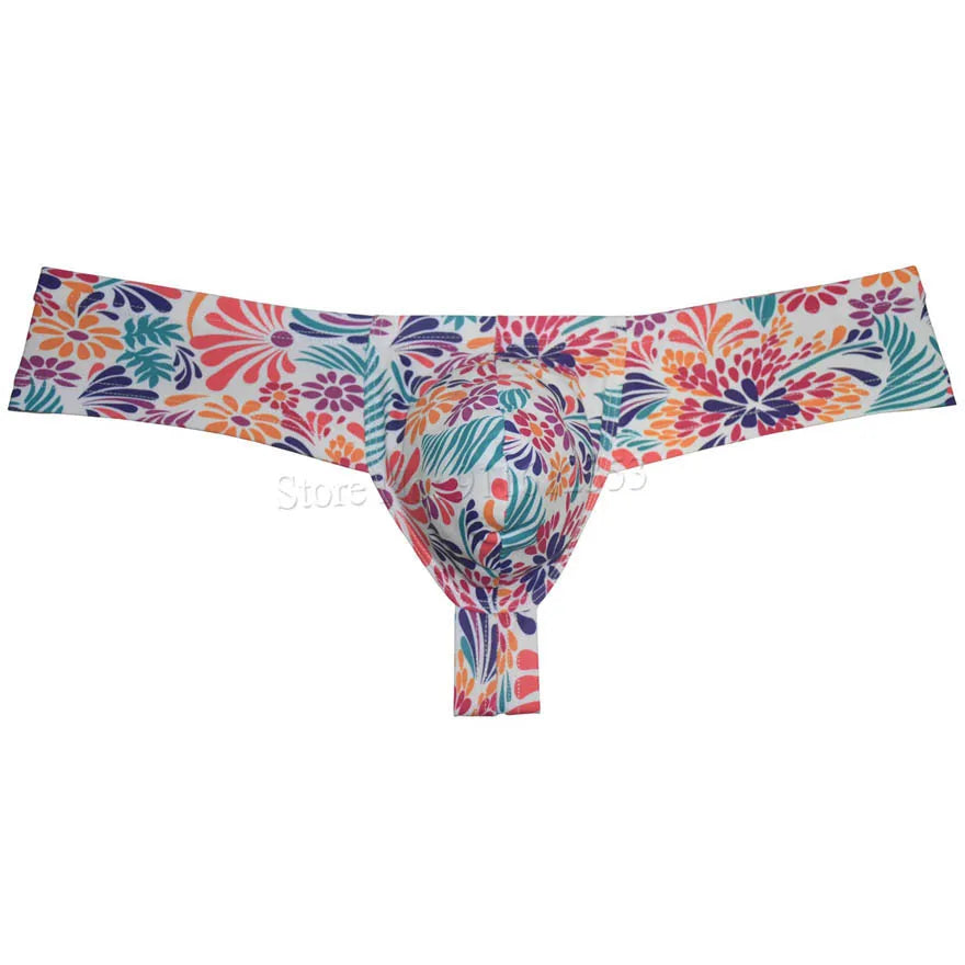 Mens Sexy Mini Thong Boxer Printed Underwear Cheeky Boxer Briefs 1/3 Coverage Brazilain Bikini