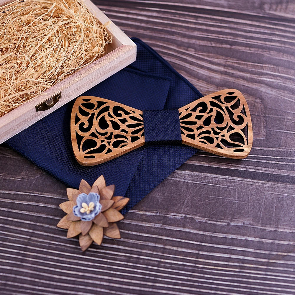 Mahoosive nouveaux nœuds papillon en bois à fleurs pour hommes noeud papillon creux papillons costume de mariage noeud papillon en bois chemise krawatte nœuds papillon cravate mince