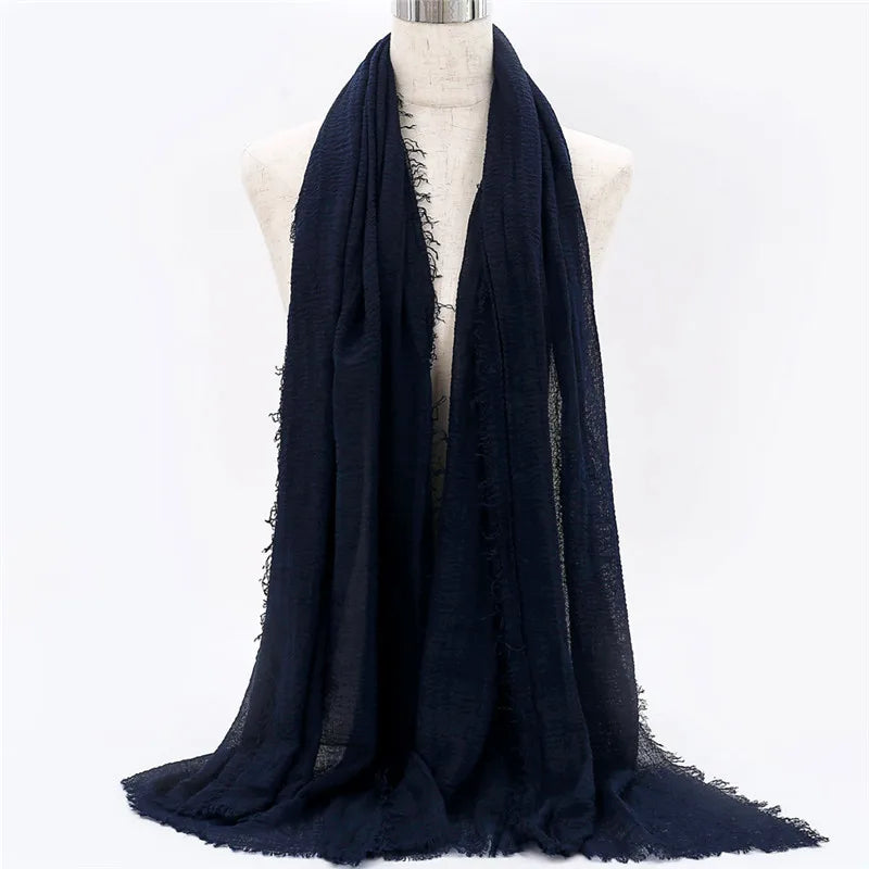 Wholesale Price 70*180cm Women Muslim Crinkle Hijab Scarf Femme Musulman Soft Cotton Headscarf Islamic Hijab Shawls And Wraps
