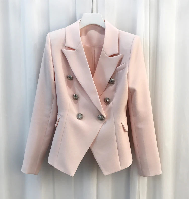 Veste Blazer de styliste Baroque pour femmes, haute qualité, boutons Lion argentés, Double boutonnage, vêtements d'extérieur, nouvelle mode 2022