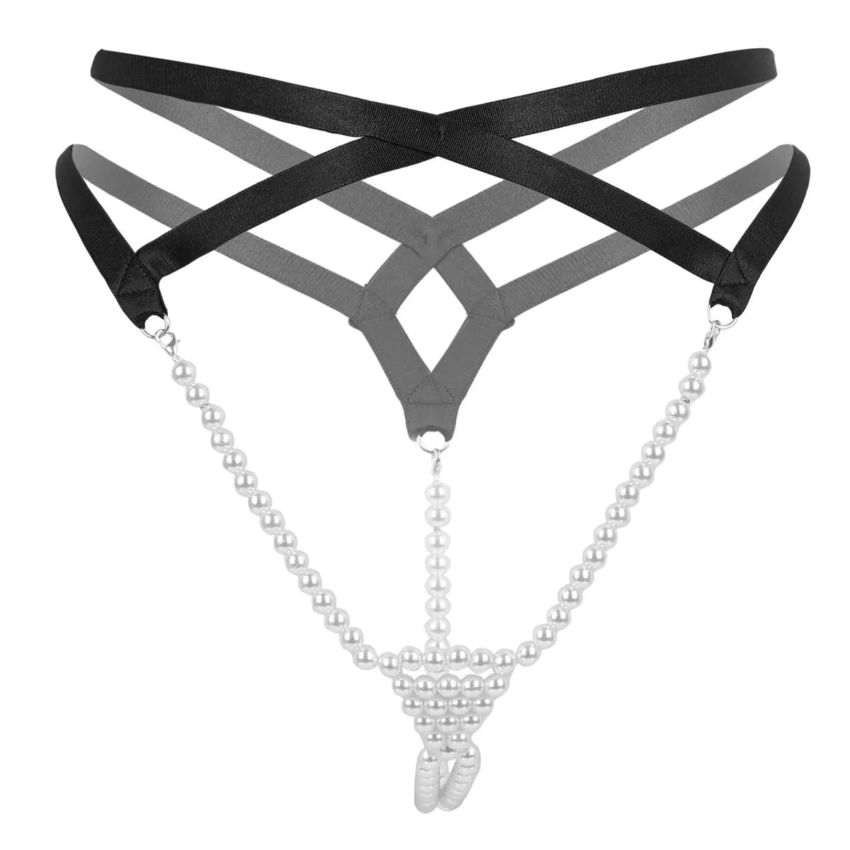 Women Erotic Mini Lingerie Low Rise T-Back Open Butt Stretchy Pearl G-String Thong Briefs Underwear