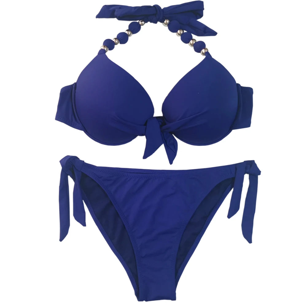 EONAR maillots de bain femmes solide brésilien Bikini ensemble Sexy Push Up maillot de bain maillot de bain femmes vêtements de plage grande taille maillots de bain XXL