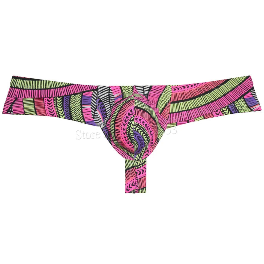 Mens Sexy Mini Thong Boxer Printed Underwear Cheeky Boxer Briefs 1/3 Coverage Brazilain Bikini