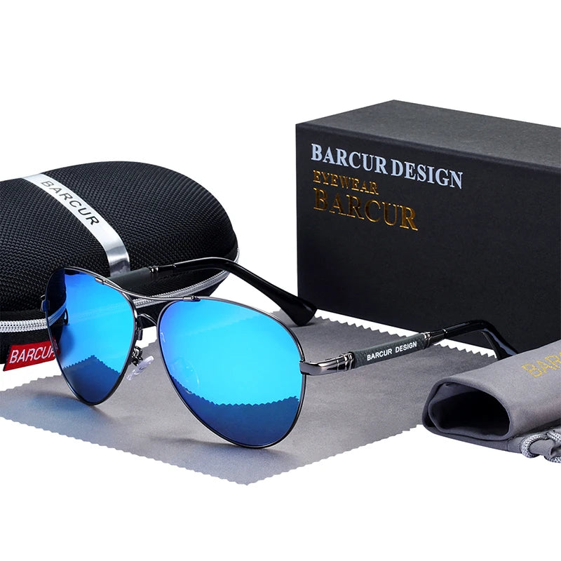 BARCUR Design titane alliage lunettes de soleil polarisées hommes lunettes de soleil femmes pilote dégradé lunettes miroir nuances