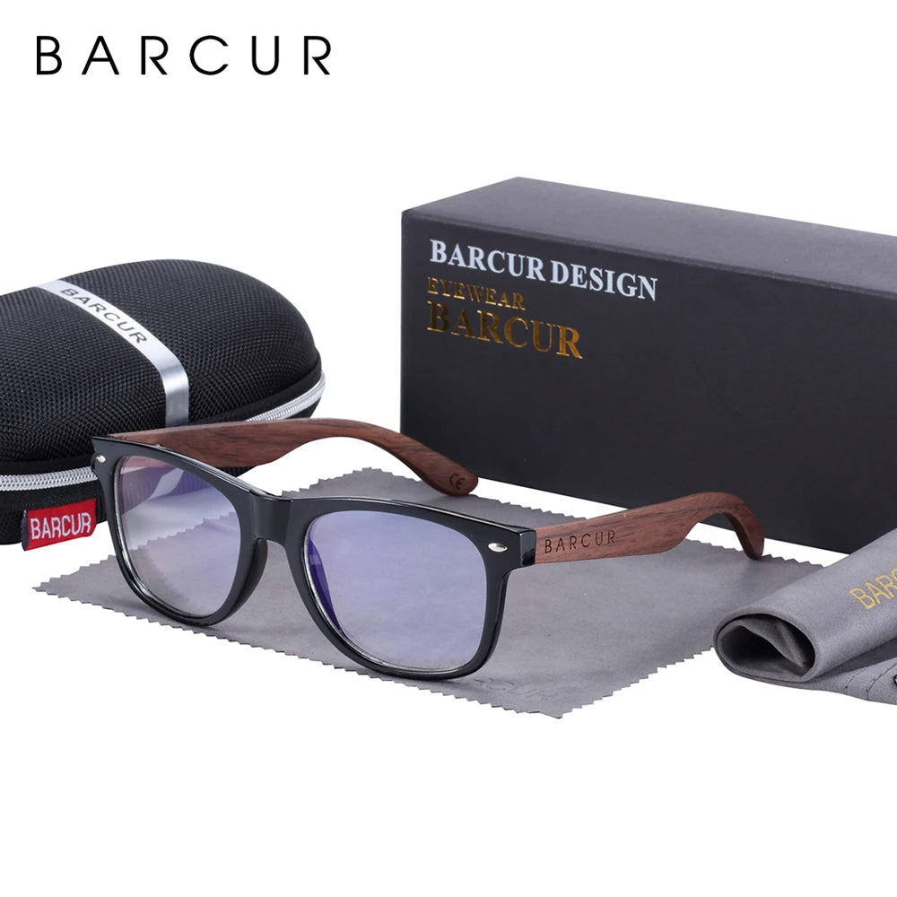 BARCUR noir noyer lunettes de soleil bois lunettes de soleil polarisées hommes lunettes hommes UV400 lunettes de protection en bois boîte d'origine