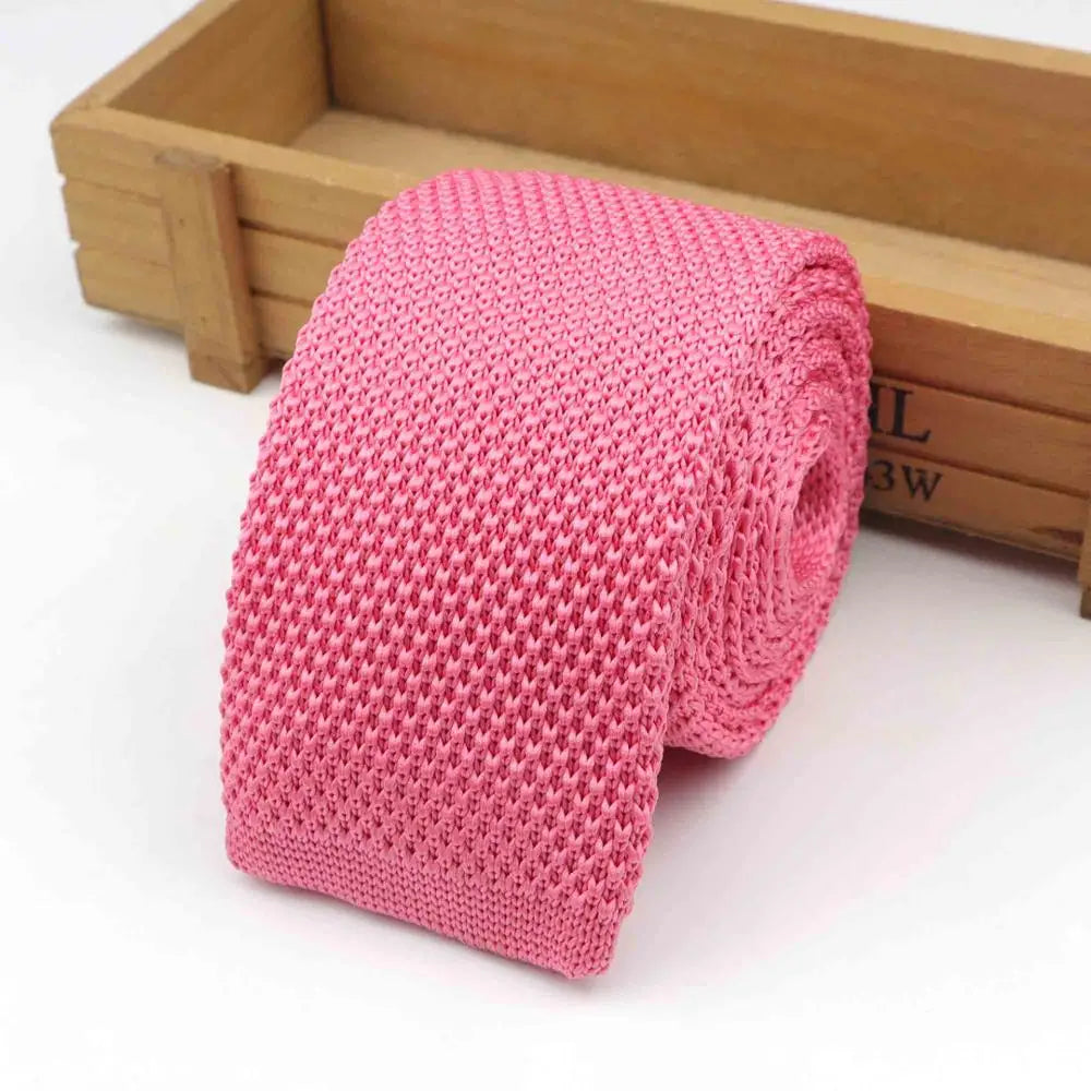 Mode hommes cravate colorée tricot cravates tricotées cravate couleur unie étroit mince maigre tissé plaine Cravate cravates étroites