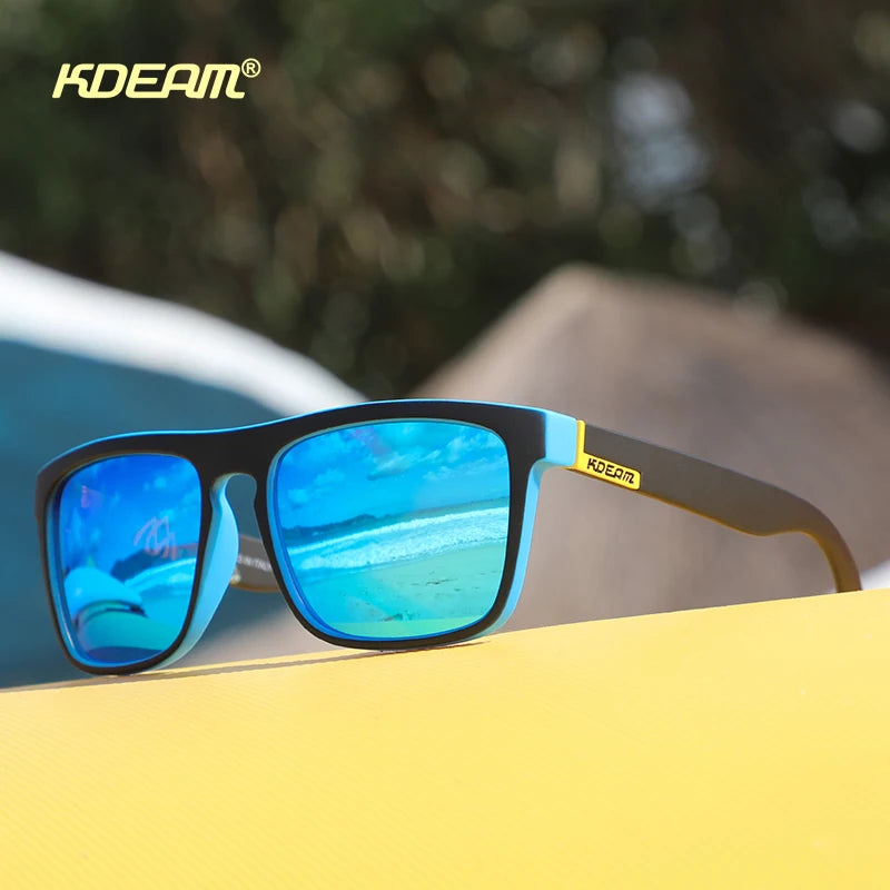 KDEAM-Lunettes de soleil polarisées pour hommes, lunettes de soleil miroir tout adaptées, design classique, boîte de marque CE, mode