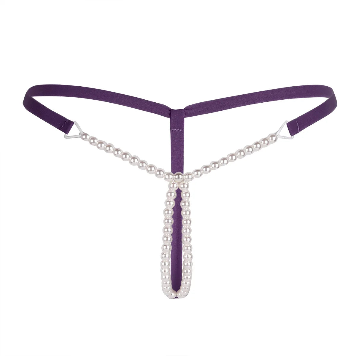 Women Erotic Mini Lingerie Low Rise T-Back Open Butt Stretchy Pearl G-String Thong Briefs Underwear