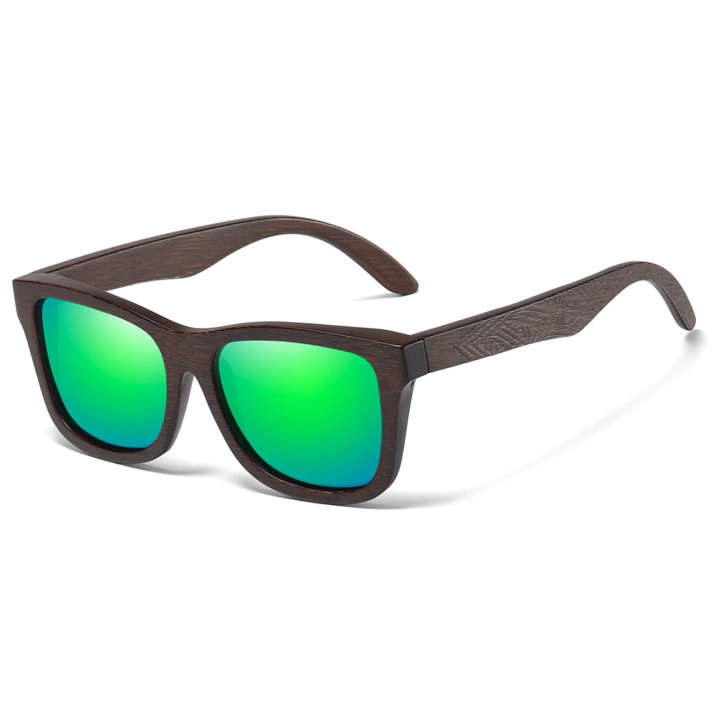 GM lunettes de soleil en bois de bambou naturel lunettes polarisées faites à la main lentilles de revêtement miroir lunettes avec boîte-cadeau