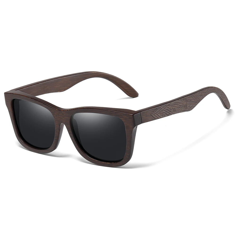 GM lunettes de soleil en bois de bambou naturel lunettes polarisées faites à la main lentilles de revêtement miroir lunettes avec boîte-cadeau