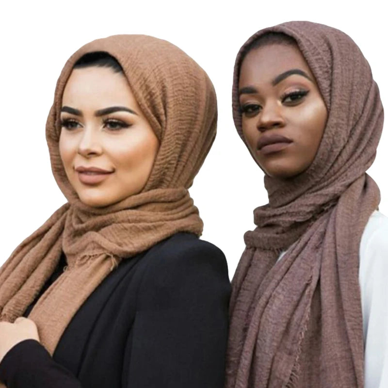 Wholesale Price 70*180cm Women Muslim Crinkle Hijab Scarf Femme Musulman Soft Cotton Headscarf Islamic Hijab Shawls And Wraps