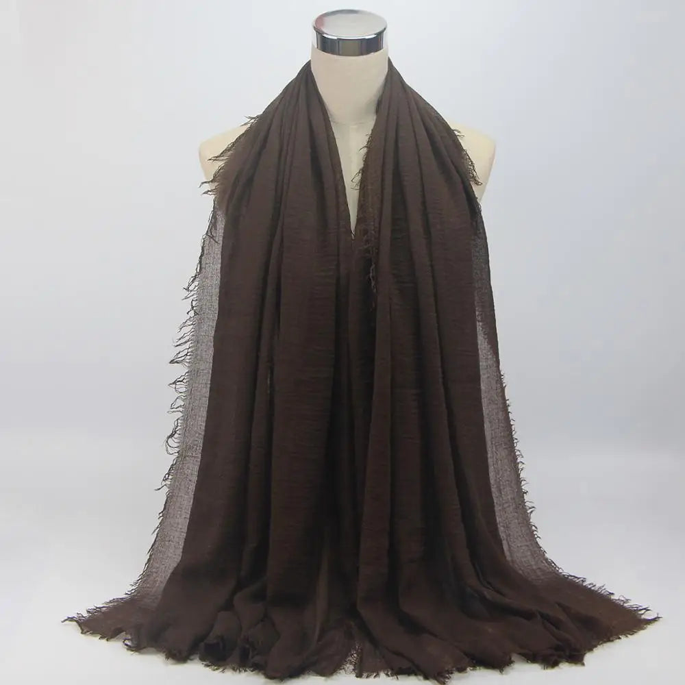 Wholesale Price 70*180cm Women Muslim Crinkle Hijab Scarf Femme Musulman Soft Cotton Headscarf Islamic Hijab Shawls And Wraps