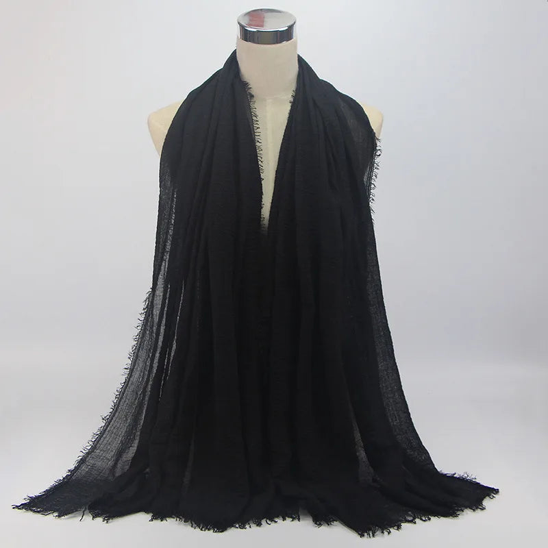 Wholesale Price 70*180cm Women Muslim Crinkle Hijab Scarf Femme Musulman Soft Cotton Headscarf Islamic Hijab Shawls And Wraps