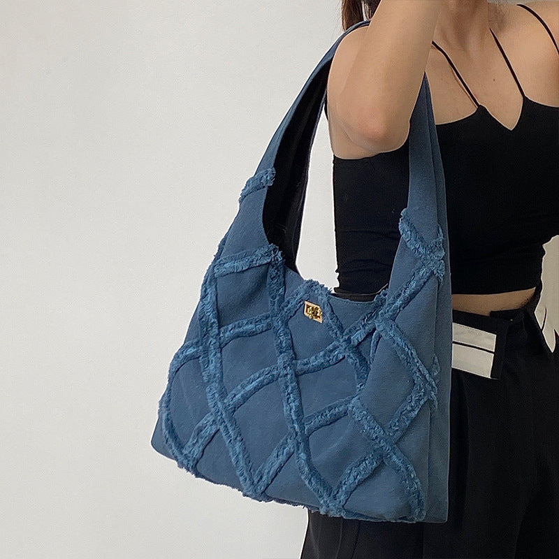 Tassel Denim Bag 2023 Brand Canvas Bag Women Bag Large Capacity Casual Shoulder Handbag Shopping Tote Storage Bag Suede Dropship