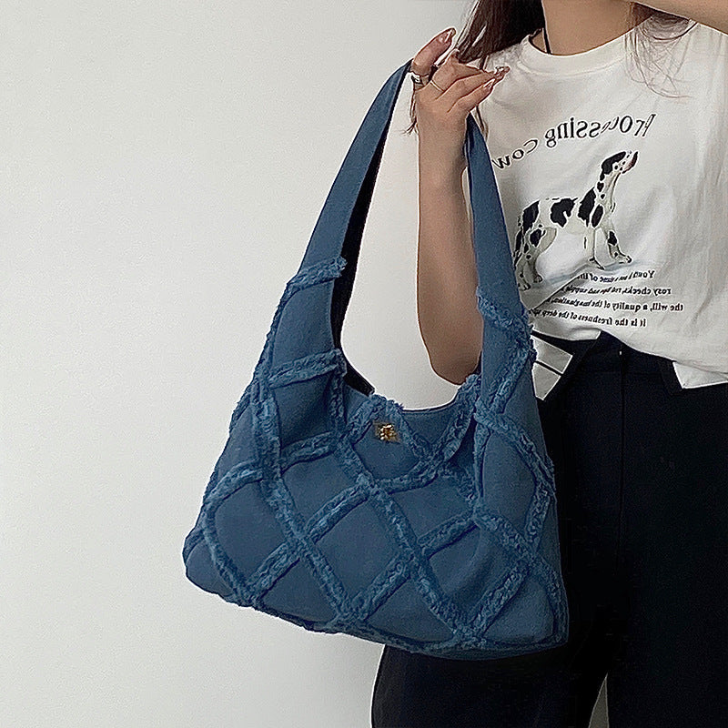 Tassel Denim Bag 2023 Brand Canvas Bag Women Bag Large Capacity Casual Shoulder Handbag Shopping Tote Storage Bag Suede Dropship