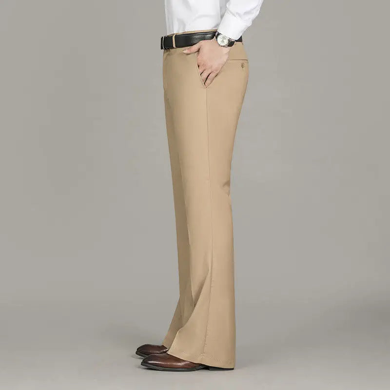 Business Trousers for Men Flared Social Tailoring Gray Bell Mouth Man Suits Pants Clothes Offer Fabric Fashion Classic Elegant