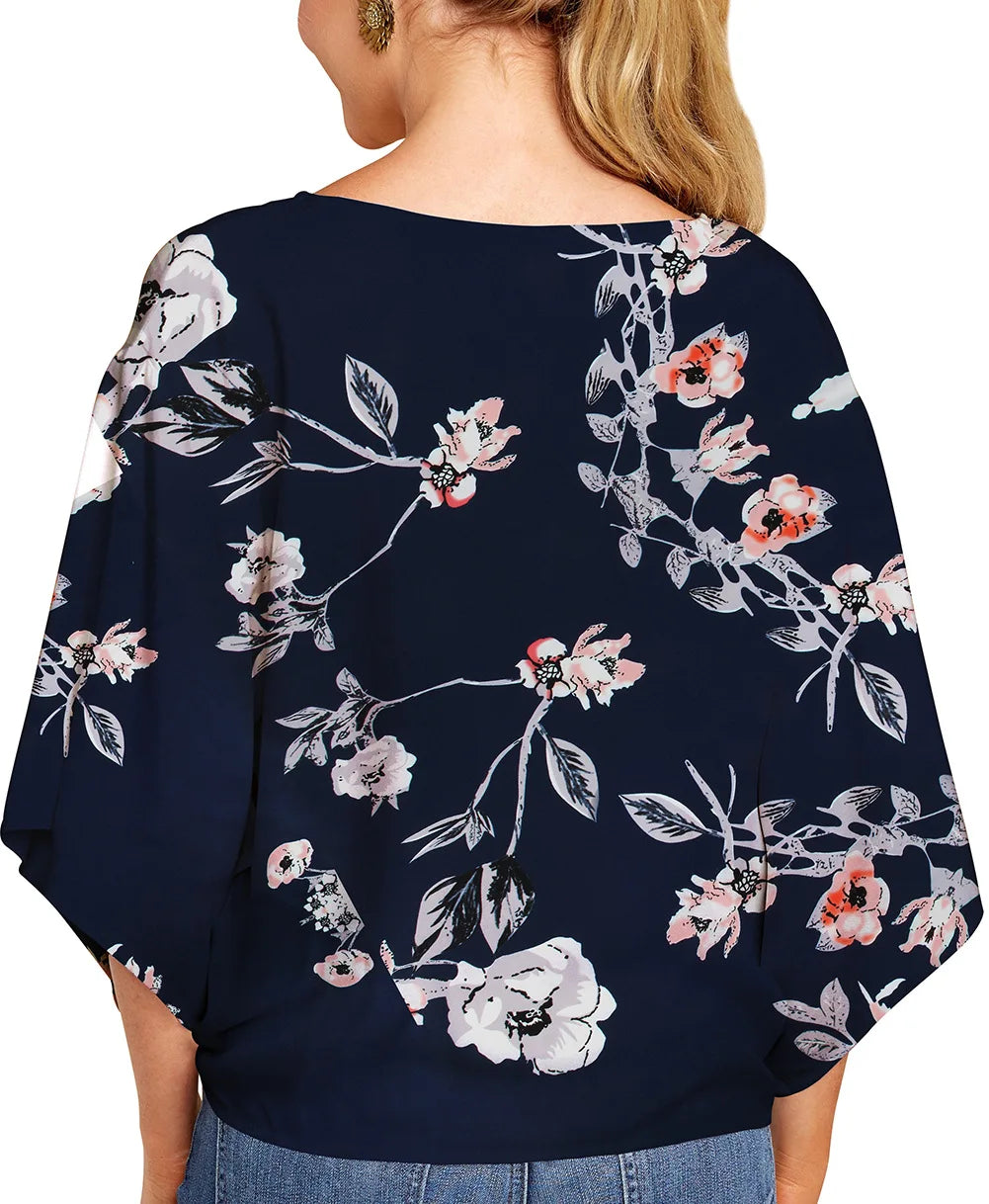 Spring Summer 2024 New Women's Shirt Sexy V-neck Short Sleeved Fashionable Printed Knot Printed  Sleeve Top