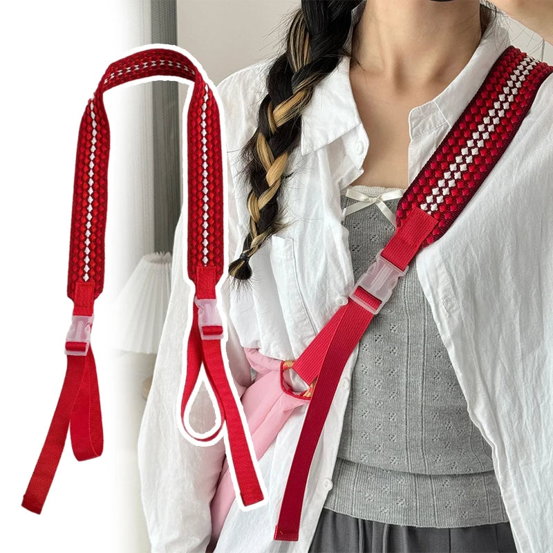 Embroidery Nylon Adjustable Shoulder Bag Strap Pull Button Colorful Sport Style Bag Extension Straps Unisex Bag Accessories