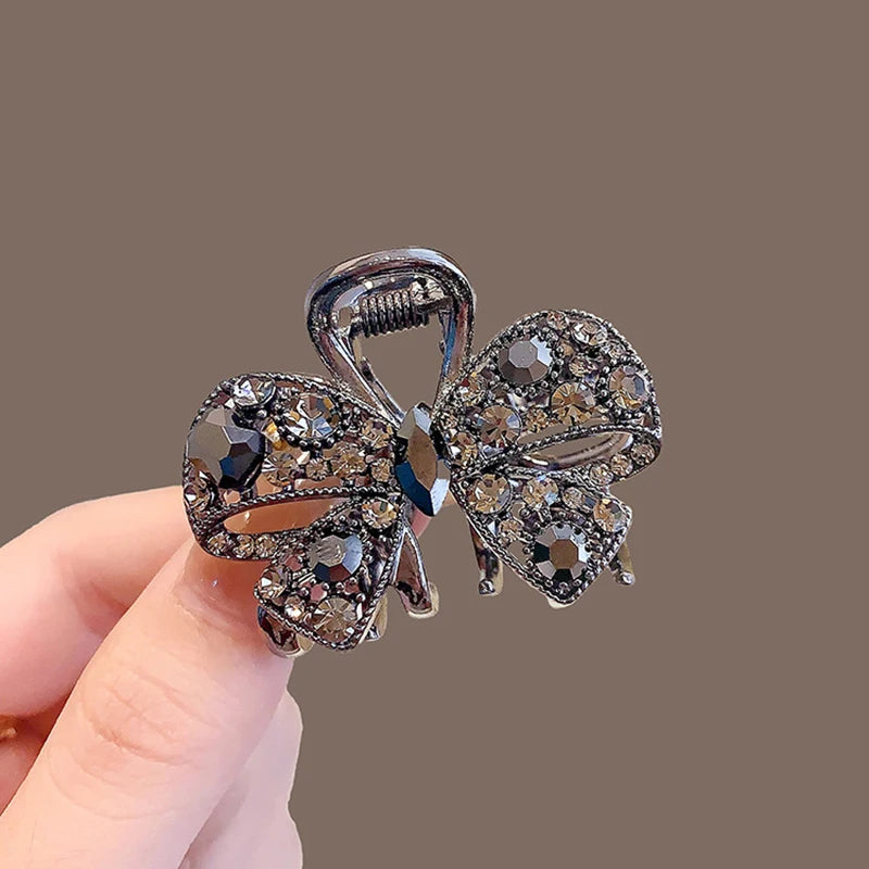 Exquisite Hollow Bow Hairpin New Rhinestone Small Grabber Girl Cute Bangs Clip Side Clip Sweet Hair Slide