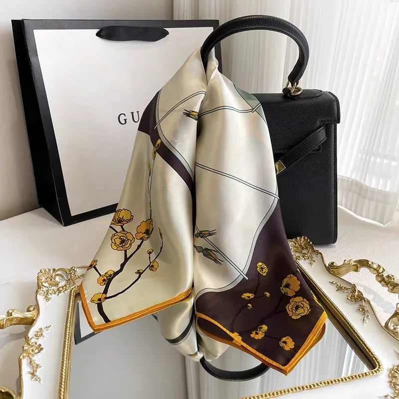 Women Silk Scarf Fashion Hair Scarf Silk Satin Neckerchief Female Hair Ties Headband Hair Ornament Female Bandana Bag Scarves