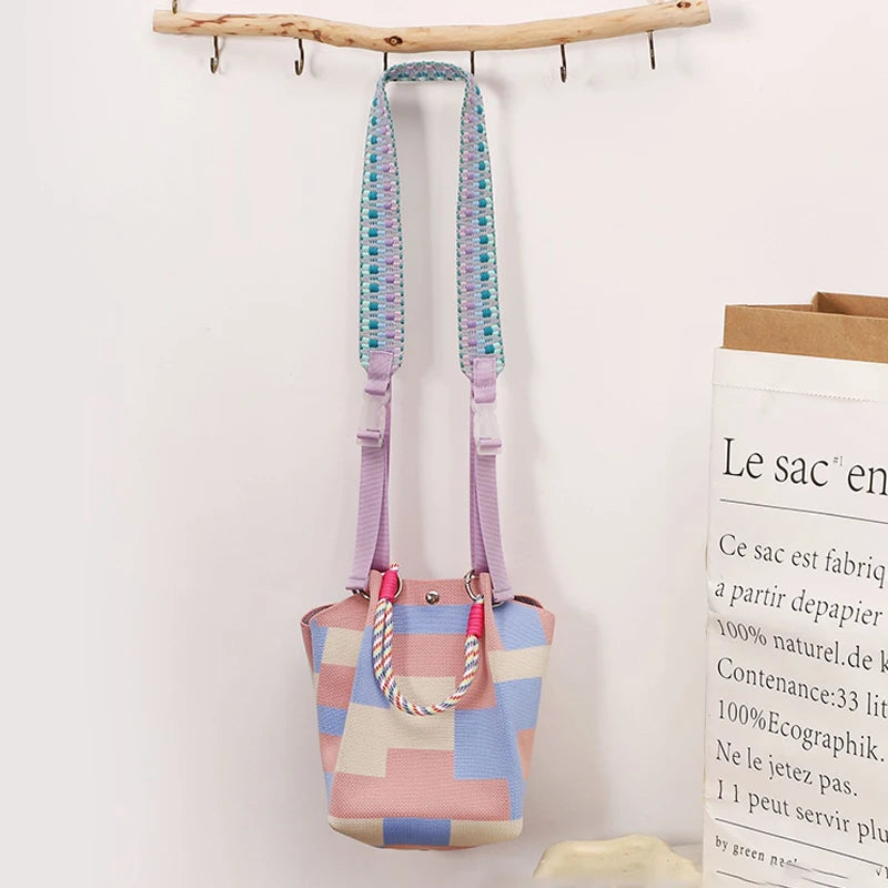 Embroidery Nylon Adjustable Shoulder Bag Strap Pull Button Colorful Sport Style Bag Extension Straps Unisex Bag Accessories