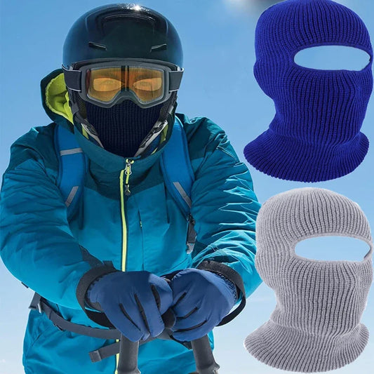 2In1 Mask Beanies Hat Men Winter Balaclava Hats Knitted Hats Fashion Full Face Ski Bonnet Tactical Cycling Earmuffs Cap Knitted