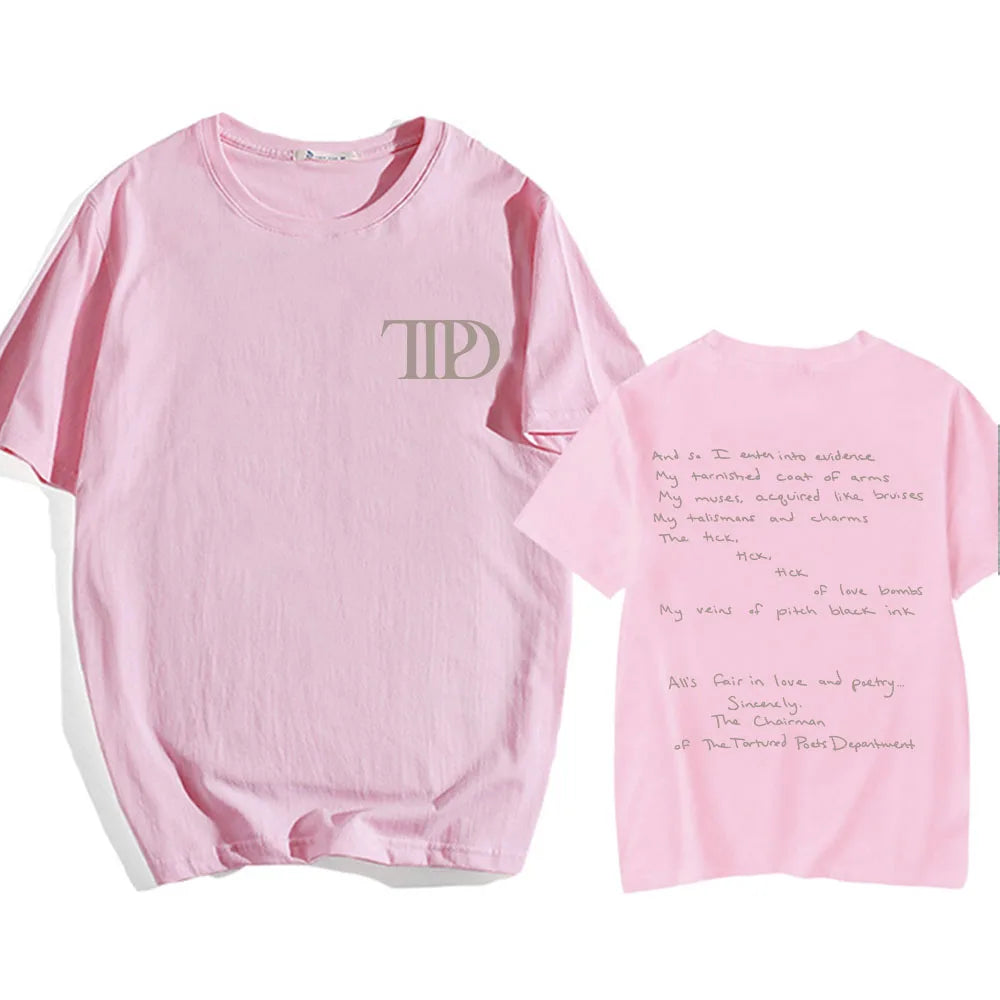 Album The Tortured Poets Department TTPD T-shirts Short Sleeve Cotton Comfortable Tee-shirt Casual Summer Men Women Tshirts Tees