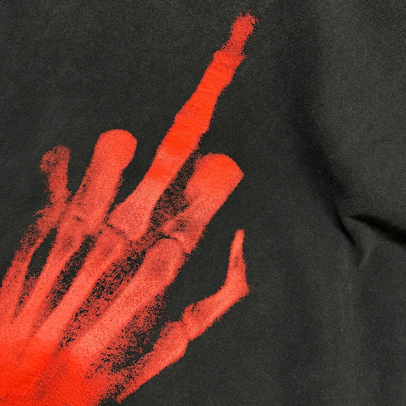 Red Skull Finger Print Damaged Hole Saint Tank Tee Men Women Streetwear Oversized Vest Vintage Washe Black Sleeveless T Shirt