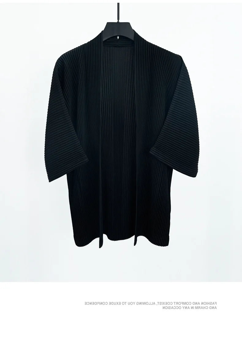 Miyake Pleated Jacket Men's Cardigan Japanese 2025 Spring and Summer New Pleated Men's Loose Big Yards Jacket Hundred Loose Tops