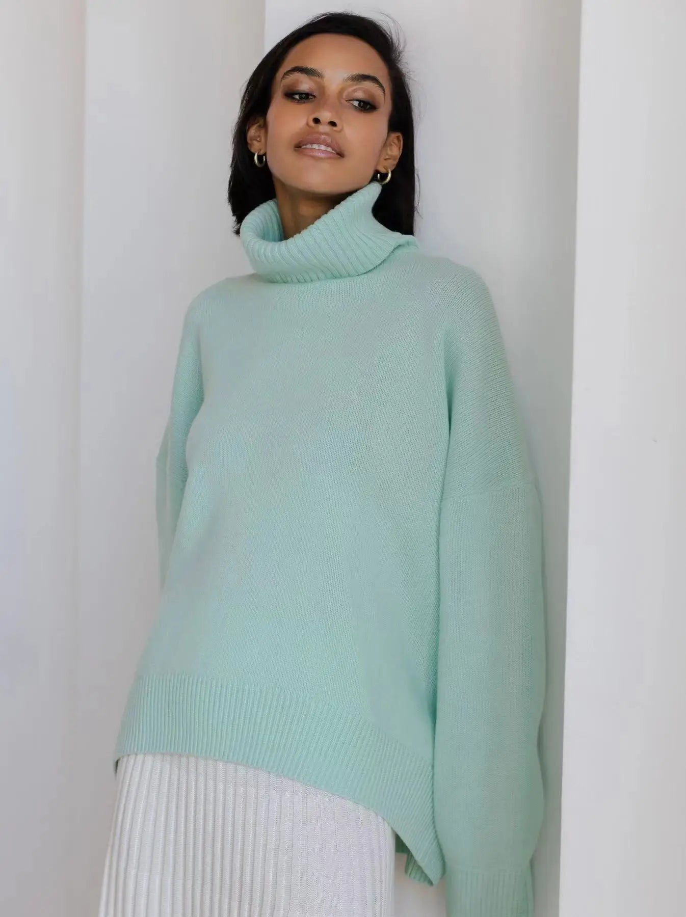 Oversized Women Cashmere Turtleneck Sweater Basics Knitted Jumpers Top Autumn Winter Warm Female Pullvers Sweater