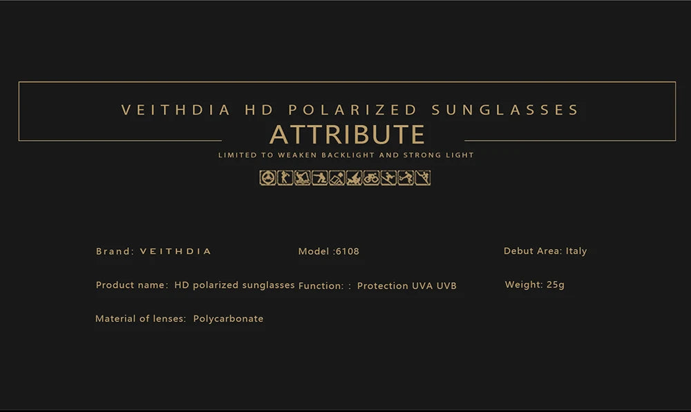 VEITHDIA marque lunettes de soleil unisexe rétro aluminium + TR90 lunettes de soleil polarisées lentille Vintage lunettes de soleil pour hommes/femmes 6108