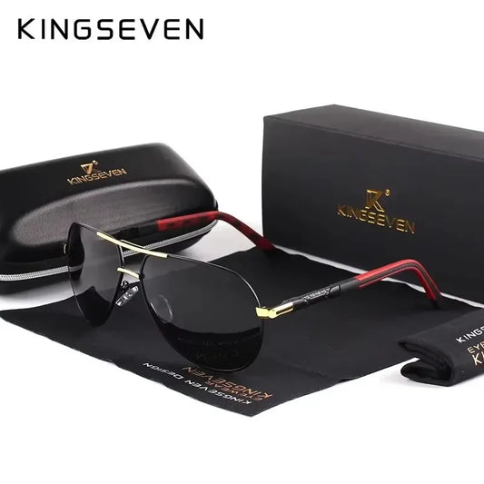 KINGSEVEN-Lunettes de soleil polarisées en aluminium vintage pour hommes et femmes, lunettes de soleil de marque classique, lentille de revêtement, lunettes de conduite