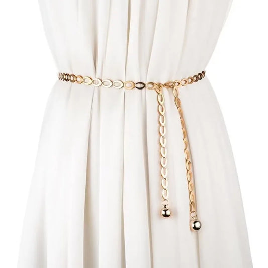 Metal hook adjustment waist chain women's fashion versatile decorative dress personalized chain Korean version waist thin belt