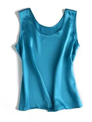 SuyaDream. Débardeur basique confortable pour femmes, 100% soie véritable, t-shirt Chic sans manches à col rond, gilets d'été solides 2025, blanc, rose, Beige